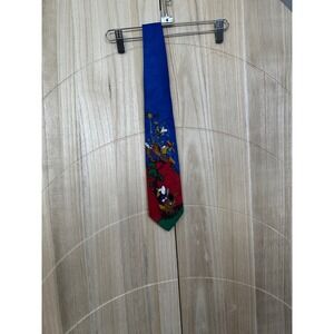 Disney Mickey Unlimited Goofy Don Quixote Blue Red Tie Vintage Mens